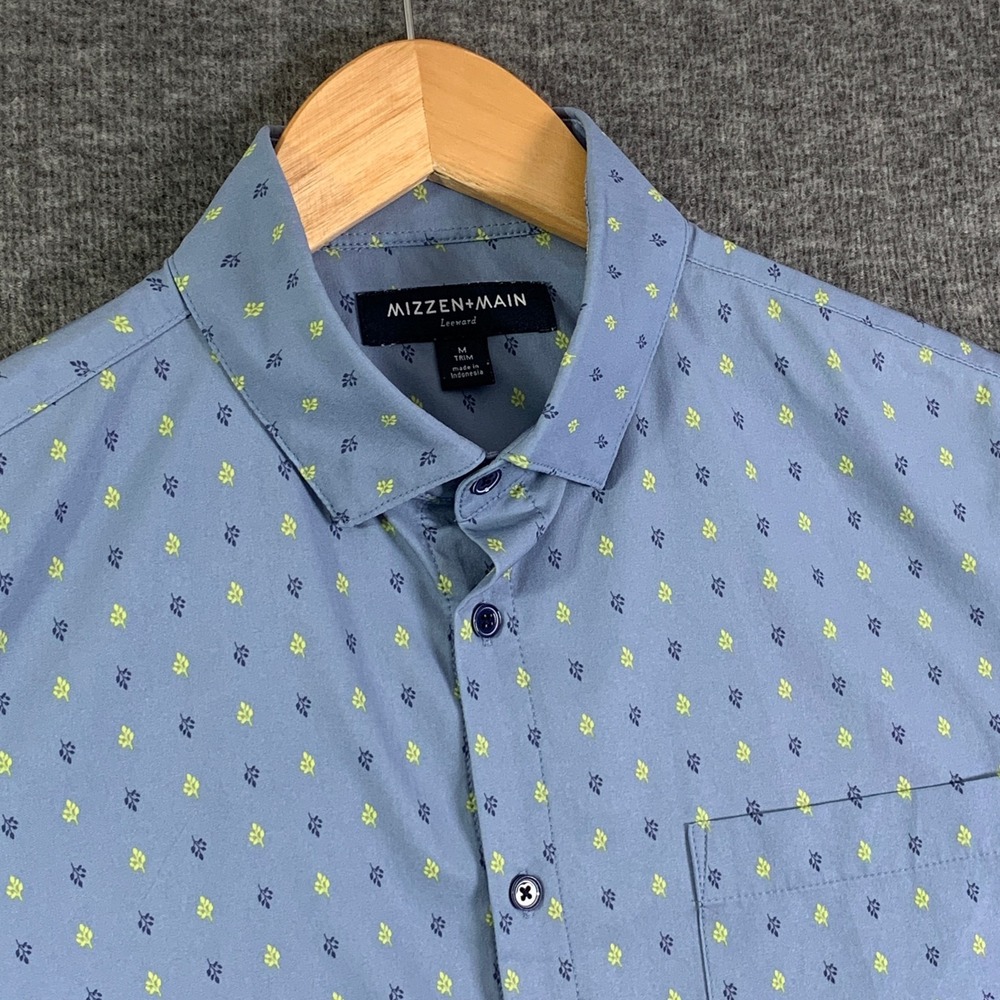 Mizzen Main Geometric Shirt Men Medium Floral Short Sleeve Stretch Leeward